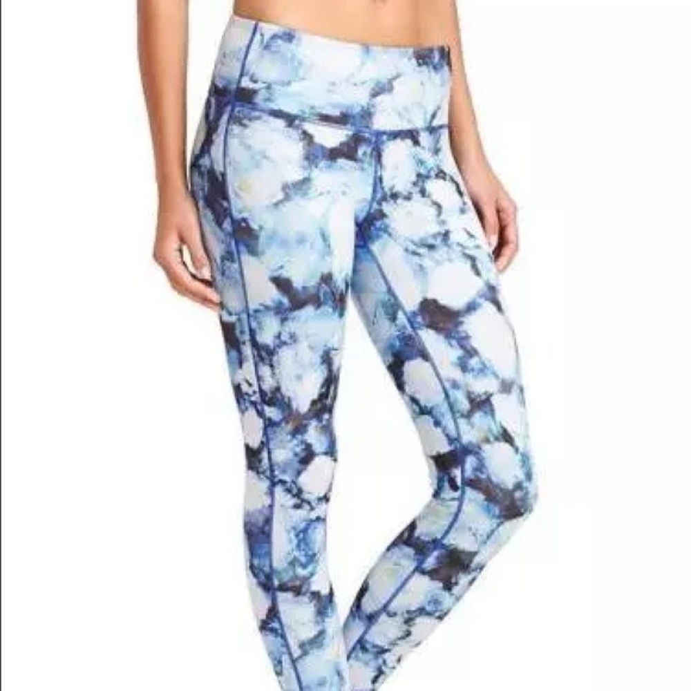 Used-Athleta Blue Floral Leggings